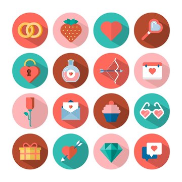 vector love and Valentine's day flat icons