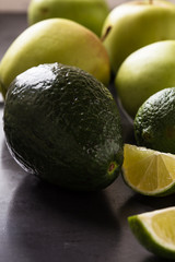 Organic Raw Green avocado, apples and limes