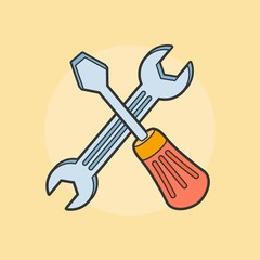 vector crossed screwdriver and wrench