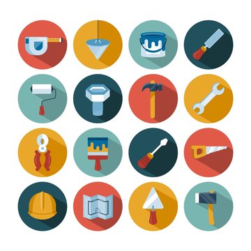 set of vector construction tools icons