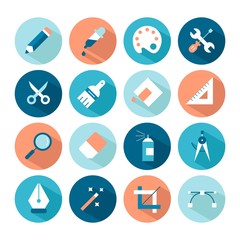 set of artistic and design tools icons