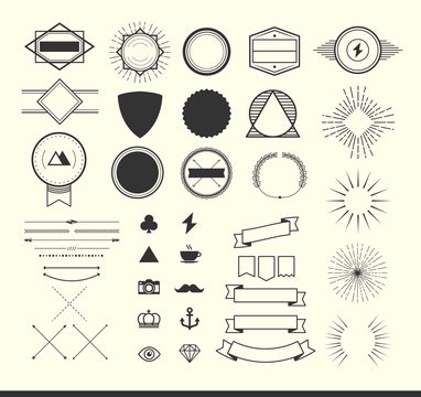 set of vintage elements for making logos, badges and labels