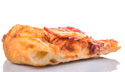 Pepperoni and cheese pizza over white background