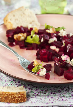 Beetroot Salad with blue cheese and walnuts