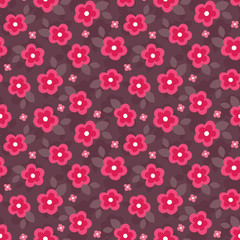 Fototapeta na wymiar cute seamless floral pattern in pink and red