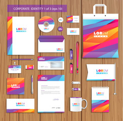 Vector artistic corporate identity template with color elements