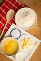 Preparation for baking, bake ingredients.