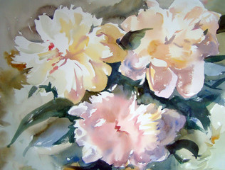 Obrazy  Akwarela malarstwo pięknych kwiatów