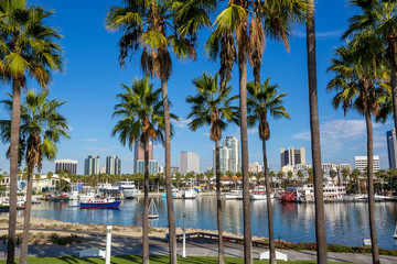 Long Beach Marina and city skyline, Long Beach, CA