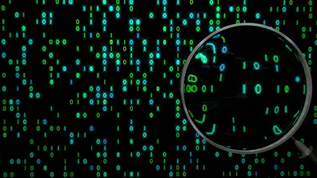 Data under magnifying glass binary spying spyglass