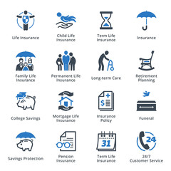 Life Insurance Icons - Blue Series