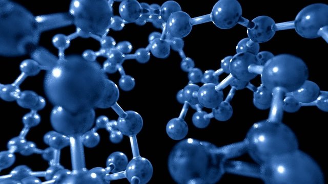 Molecule ball and stick model fly through atoms chemistry biolog