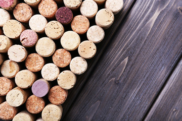 Wine corks on wooden background