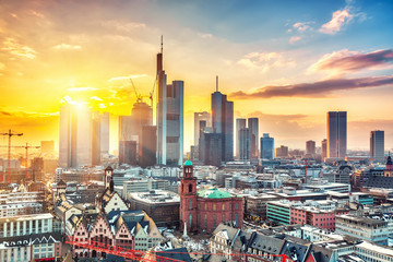 Frankfurt at sunset - obrazy, fototapety, plakaty