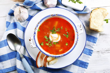Ukrainian beetroot soup - borscht,