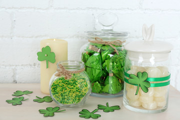 Sweets in jars for St Patrick Day
