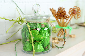 Sweets in jars for St Patrick Day