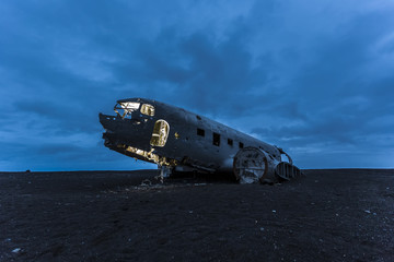 The epic plane wreck on the black beach in south Iceland