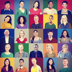 People Faces Portrait Multiethnic Cheerful Group Concept