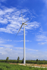 Wind Turbine for alternative energy on background blue  sky .