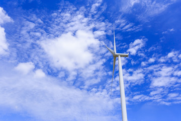 Wind Turbine for alternative energy on background blue  sky .