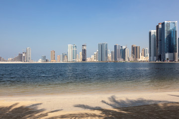 Naklejka premium Beach in Sharjah City, United Arab Emirates