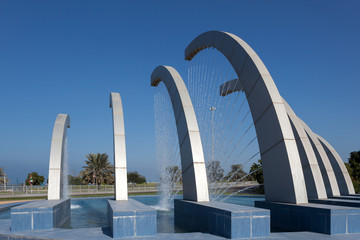 Fountain at the corniche of Abu Dhabi, UAE