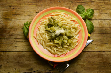 Trofiette pesto genovese papas and fagiolini Italian cuisine