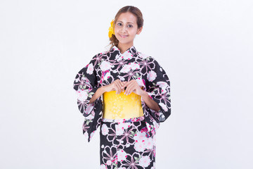 浴衣姿のハーフ女性