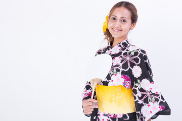 浴衣姿のハーフ女性