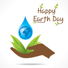 creative happy earth day or save water design vector