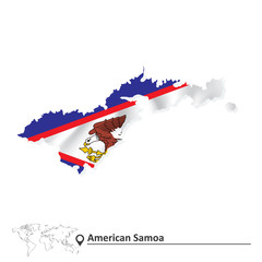 Map of American Samoa with flag