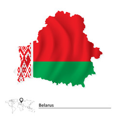 Map of Belarus with flag