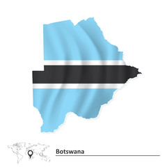Map of Botswana with flag