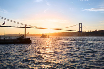 Fototapeta na wymiar sunset landscape of Bosphorus, Istanbul