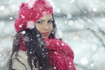 winter snow portrait of beauty