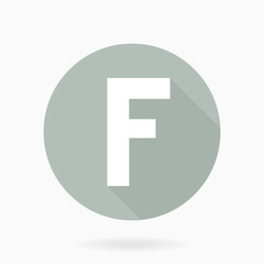 Letter F  White Icon With Flat Design