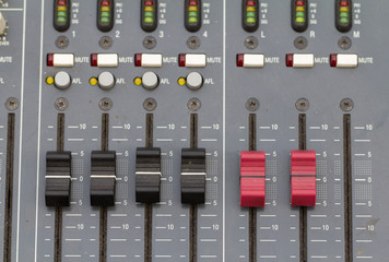 buttons equipment for sound mixer control. select focus
