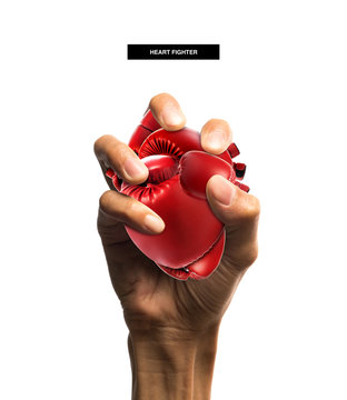 Heart Shape Made From Boxing Glove In Hand.