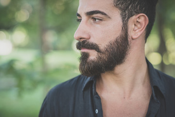 Fototapeta premium young handsome attractive bearded model man