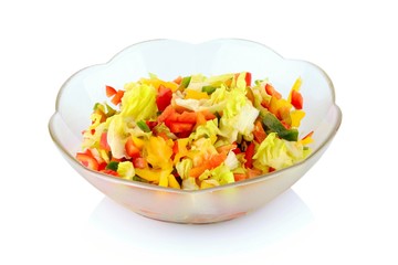 Full diversity of vegetables in the salad-bowl isolated