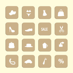 Woman or girl - beauty and fashion vector icons set.