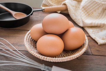 Egg in wicker basket