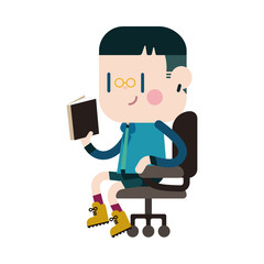 Character illustration design. Boy reading cartoon,eps