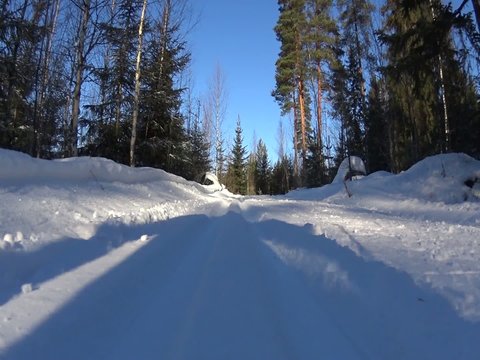 Cross country skiing man approaching