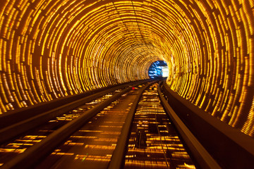 futuristic super speed traffic  blur motion in tunnel