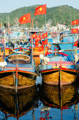 Naklejka na ściany i meble Fishing boats in marina at Nha Trang, Vietnam