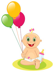 Baby girl with balloons