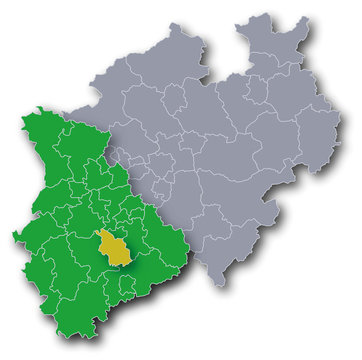 NRW Karte Rheinland und Stadt Köln