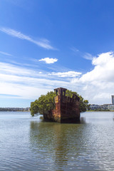 Fototapeta na wymiar Shipwreck, Wentworth Point (Homebush Bay), Sydney, Australia